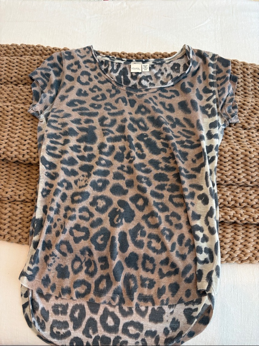 Leopard Print Short Sleeve Tee in Tan & Black - Women's